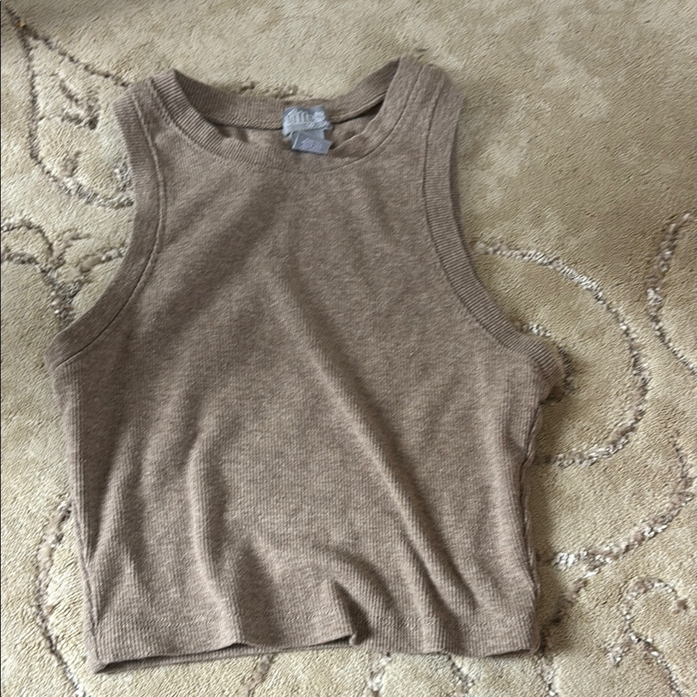 Tilly's Tan Ribbed Knit Top